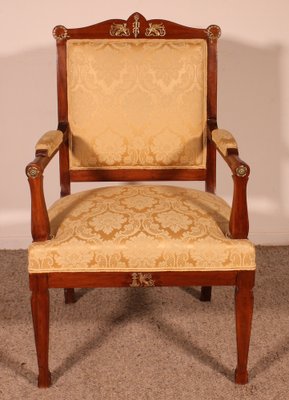 Vintage Empire Mahogany Armchair-HPU-1778438