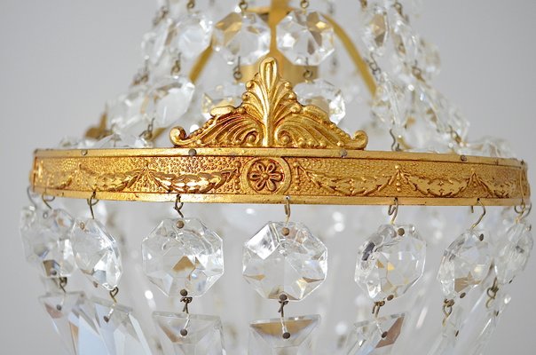 Vintage Empire Style Italian Crystal Chandelier, 1950s-OV-684292