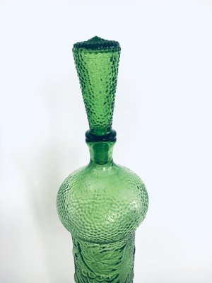 Vintage Empoli Glass Green Wine Decanter Bottle with Stopper, 1960s-RQV-1290594