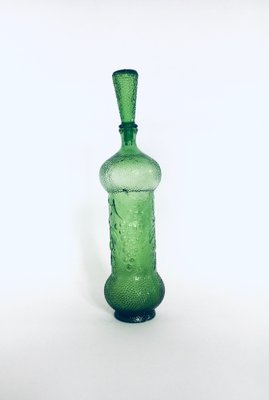 Vintage Empoli Glass Green Wine Decanter Bottle with Stopper, 1960s-RQV-1290594