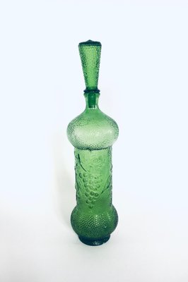 Vintage Empoli Glass Green Wine Decanter Bottle with Stopper, 1960s-RQV-1290594