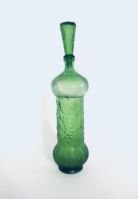 Vintage Empoli Glass Green Wine Decanter Bottle with Stopper, 1960s-RQV-1290594