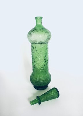 Vintage Empoli Glass Green Wine Decanter Bottle with Stopper, 1960s-RQV-1290594