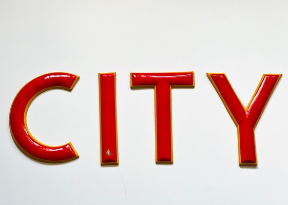 Vintage Enamel City Sign, 1950s, Set of 5-ALG-1440635