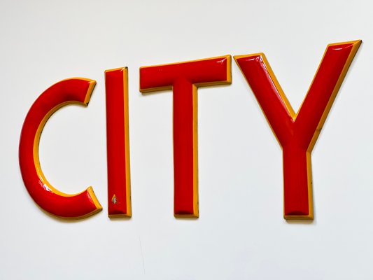 Vintage Enamel City Sign, 1950s, Set of 5-ALG-1440635