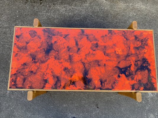 Vintage Enameled Coffee Table with Lava Effect Top, 1970s-PYR-956528