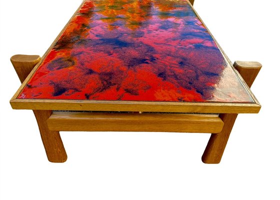 Vintage Enameled Coffee Table with Lava Effect Top, 1970s-PYR-956528