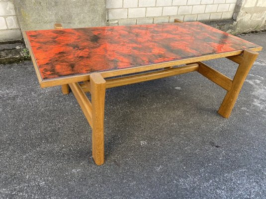 Vintage Enameled Coffee Table with Lava Effect Top, 1970s-PYR-956528