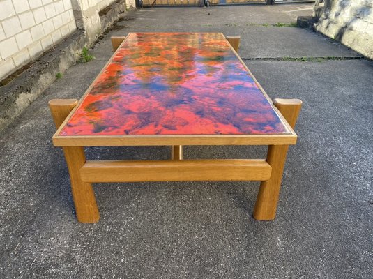 Vintage Enameled Coffee Table with Lava Effect Top, 1970s-PYR-956528