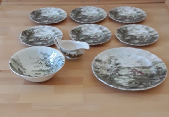 Vintage Englich Ceramic Dining Service Set by Johnson Bros, 1970s, Set of 9-HOI-1360398