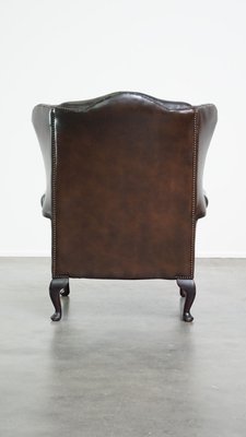 Vintage English Dark Brown Chesterfield Wing Chair-HPP-2024328