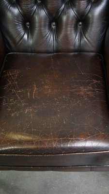 Vintage English Dark Brown Chesterfield Wing Chair-HPP-2024328