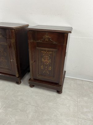 Vintage English Edwardian Bedside Tables with Inlays, 1930s, Set of 2-YST-2016428