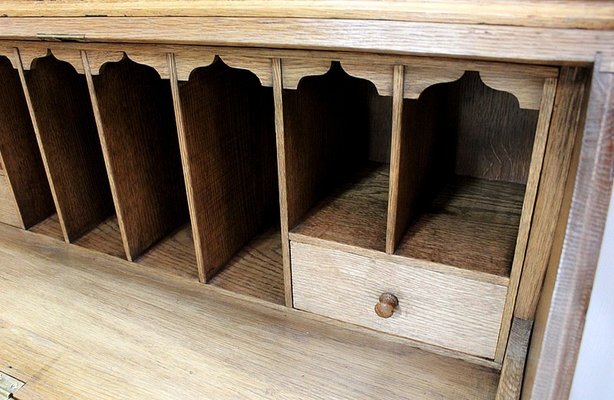 Vintage English Solid Blond Oak Wall Unit-RVK-581391