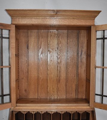 Vintage English Solid Blond Oak Wall Unit-RVK-581391