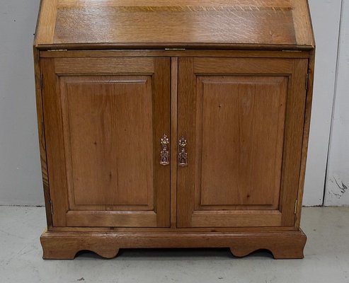 Vintage English Solid Blond Oak Wall Unit-RVK-581391