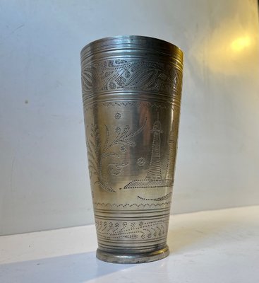 Vintage Engraved Indian Vase with Taj Mahal, 1970s-LCR-1239207