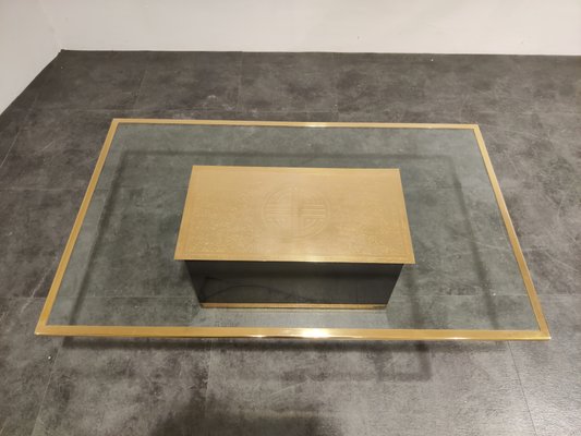 Vintage Etched Brass Coffee Table by Ricco D, 1970s-IRH-746414