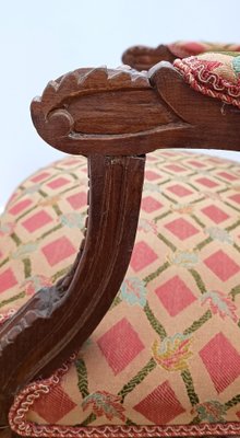 Vintage Fabric and Wood Medallion Chair-NMC-1756550