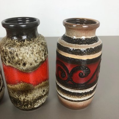 Vintage Fat Lava Pottery 213-20 Vases fromScheurich, Germany, Set of 4-QZ-1153027