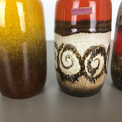 Vintage Fat Lava Pottery 213-20 Vases fromScheurich, Germany, Set of 4-QZ-1153027