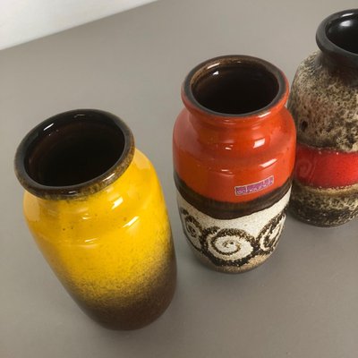 Vintage Fat Lava Pottery 213-20 Vases fromScheurich, Germany, Set of 4-QZ-1153027