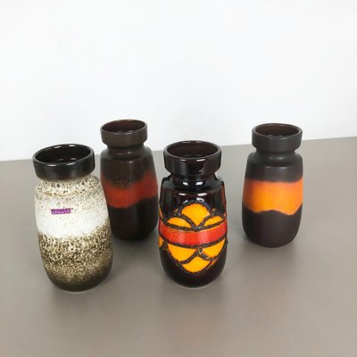 Vintage Fat Lava Pottery 242-22 Vases from Scheurich, Germany, Set of 4-QZ-1153028