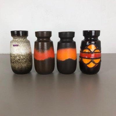 Vintage Fat Lava Pottery 242-22 Vases from Scheurich, Germany, Set of 4-QZ-1153028