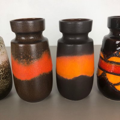 Vintage Fat Lava Pottery 242-22 Vases from Scheurich, Germany, Set of 4-QZ-1153028