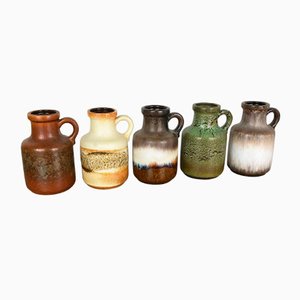 Vintage Fat Lava Pottery 414-16 Vases by Scheurich, Germany, Set of 5-QZ-1141255