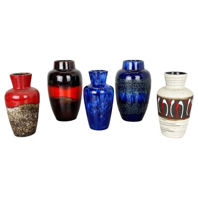 Vintage Fat Lava Pottery Vases from Scheurich, Germany, 1970s, Set of 5-QZ-1132565