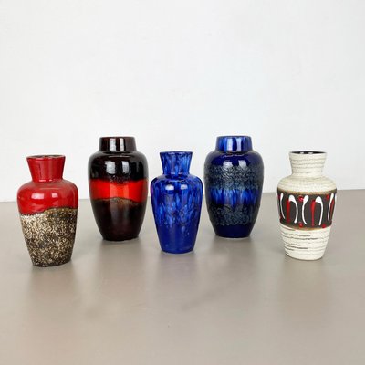 Vintage Fat Lava Pottery Vases from Scheurich, Germany, 1970s, Set of 5-QZ-1132565