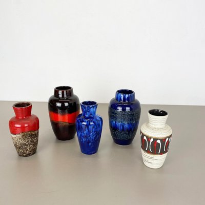 Vintage Fat Lava Pottery Vases from Scheurich, Germany, 1970s, Set of 5-QZ-1132565