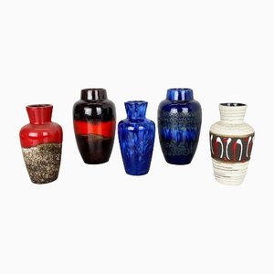 Vintage Fat Lava Pottery Vases from Scheurich, Germany, 1970s, Set of 5-QZ-1132565