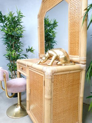 Vintage Faux Bamboo Dressing Table, 1980s-BW-711822