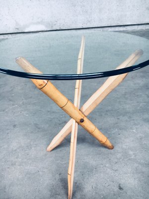 Vintage Faux Bamboo Folding Tripod Side Table, 1970s-RQV-1022946