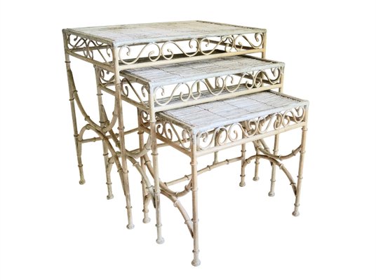 Vintage Faux Bamboo Nesting Tables, Set of 3-DVX-659646