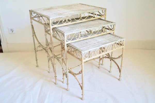 Vintage Faux Bamboo Nesting Tables, Set of 3-DVX-659646