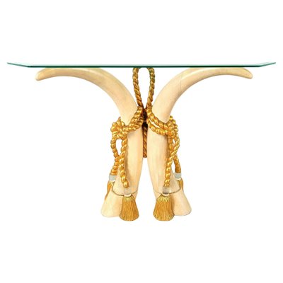 Vintage Faux Tusk Console Table, 1980s-IRH-1819658