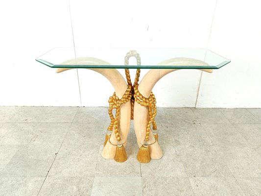 Vintage Faux Tusk Console Table, 1980s-IRH-1819658