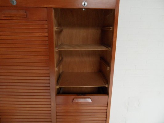 Vintage Filling Cabinet with Roller Shutter, 1950s-PNJ-2020187