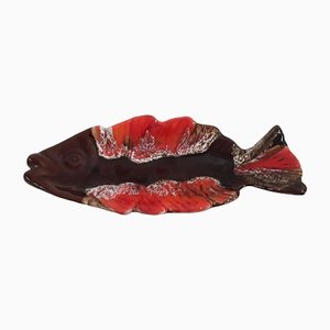 Vintage Fish Shaped Serving Shell in Glazed Ceramic, 1980s-HOI-1336807