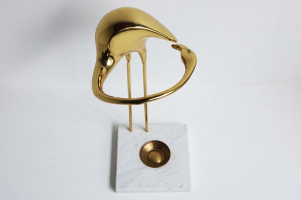 Vintage Flamingo Umbrella Stand in Brass by Willy Daro, 1960s-WIP-2041190