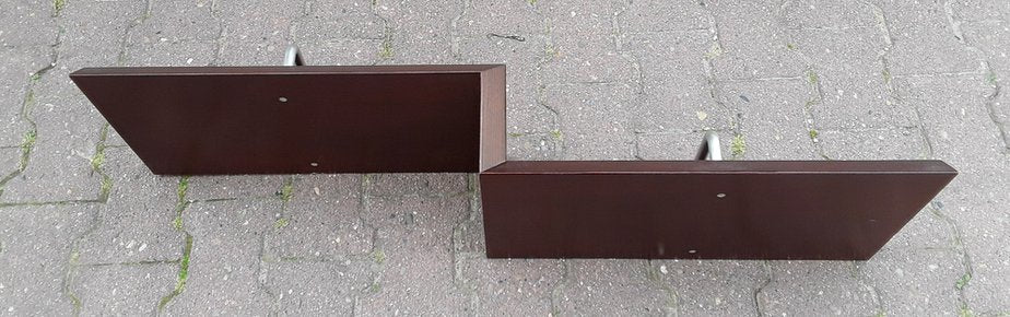 Vintage Flat Wall Coat Rack in Brown Oak Veneer with 2 Chromed Hooks from Schönbuch, 1970s-HOI-1007836