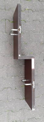 Vintage Flat Wall Coat Rack in Brown Oak Veneer with 2 Chromed Hooks from Schönbuch, 1970s-HOI-1007836