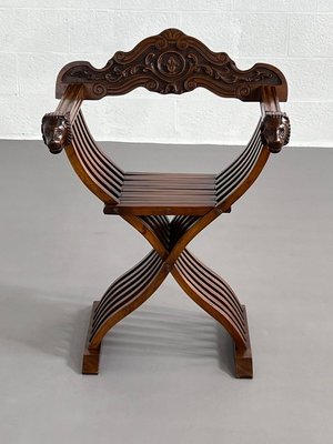 Vintage Folding Chair in Carved Wood-EBV-2032104