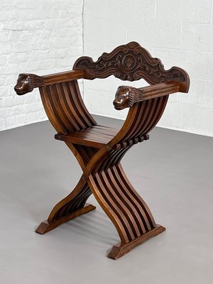 Vintage Folding Chair in Carved Wood-EBV-2032104