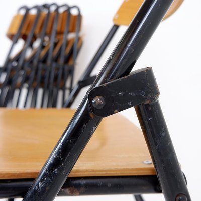 Vintage Folding Chair in Metal and Wood, 1960s, Set of 7-NYF-2019039