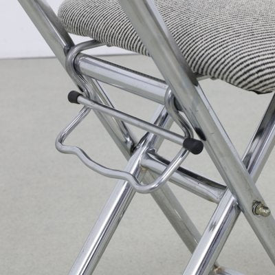 Vintage Folding Chairs in Chrome and Wool, 1980s, Set of 4-RZV-2038052