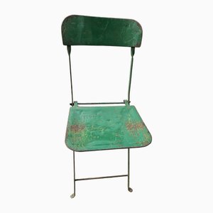 Vintage Folding Chairs in Green Metal, Set of 8-SIZ-2027982